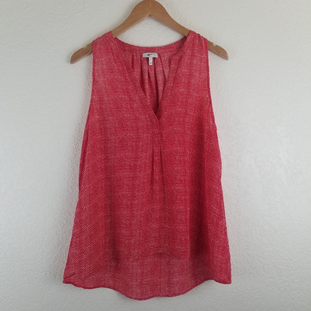 Joie Red Print V-neck 100% Silk Tank Style Blouse